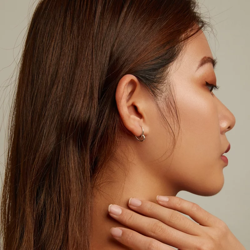 (image pour) Boucles d'oreilles simples en forme de cœur, style Pandora - SCE1333 - Afficher 7