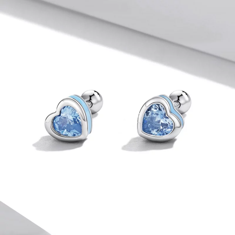 (image pour) Boucles d'oreilles simples en style Pandora avec motif d'amour - SCE1352-LB - Afficher 2