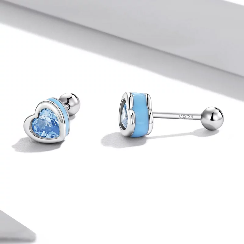 (image pour) Boucles d'oreilles simples en style Pandora avec motif d'amour - SCE1352-LB - Afficher 3