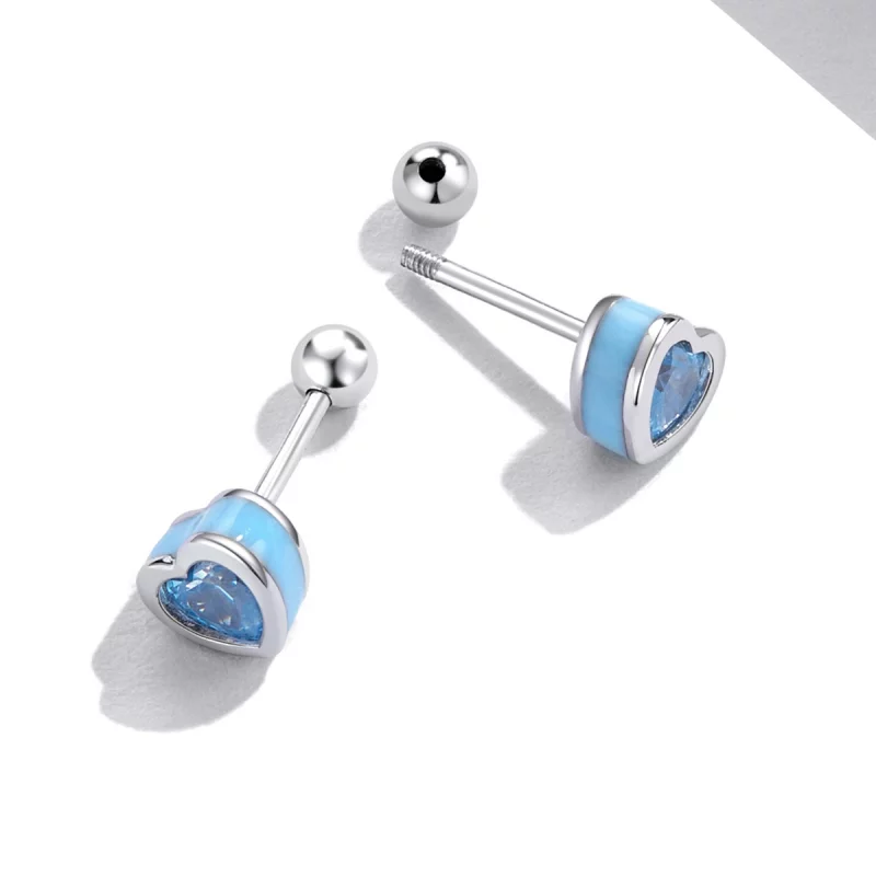 (image pour) Boucles d'oreilles simples en style Pandora avec motif d'amour - SCE1352-LB - Afficher 4