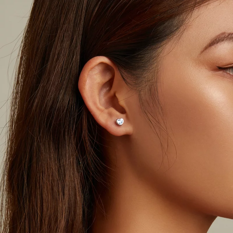 (image pour) Boucles d'oreilles simples en style Pandora avec motif d'amour - SCE1352-LB - Afficher 5