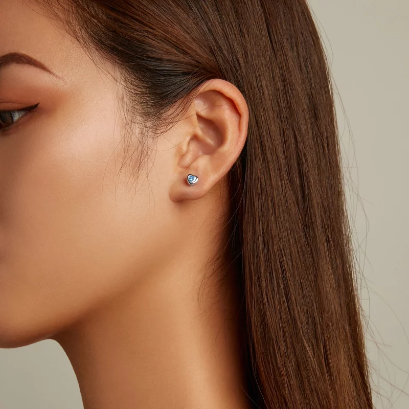 (image pour) Boucles d'oreilles simples en style Pandora avec motif d'amour - SCE1352-LB - Afficher 6
