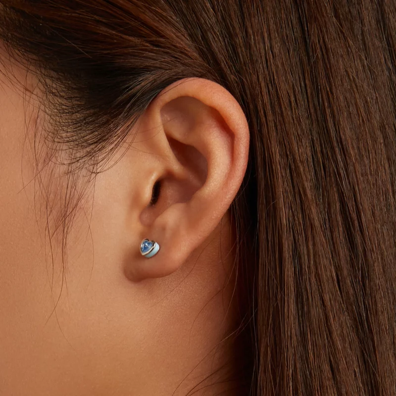 (image pour) Boucles d'oreilles simples en style Pandora avec motif d'amour - SCE1352-LB - Afficher 7
