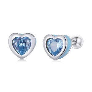 (image pour) Boucles d'oreilles simples en style Pandora avec motif d'amour - SCE1352-LB