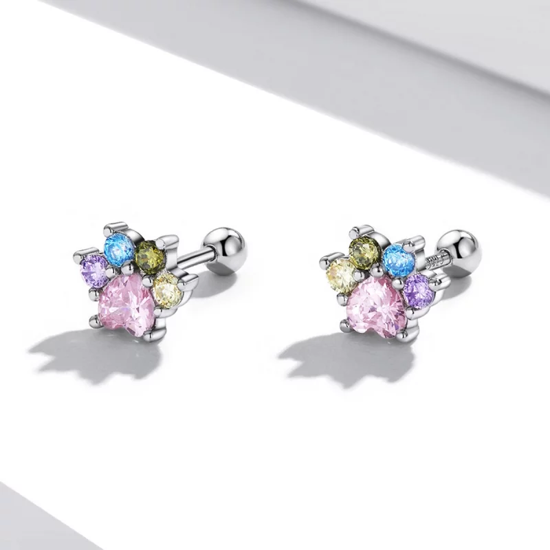 (image pour) Boucles d'oreilles tendances style Pandora avec des zirconiums colorés et de mig - Afficher 2