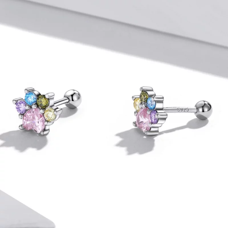(image pour) Boucles d'oreilles tendances style Pandora avec des zirconiums colorés et de mig - Afficher 3