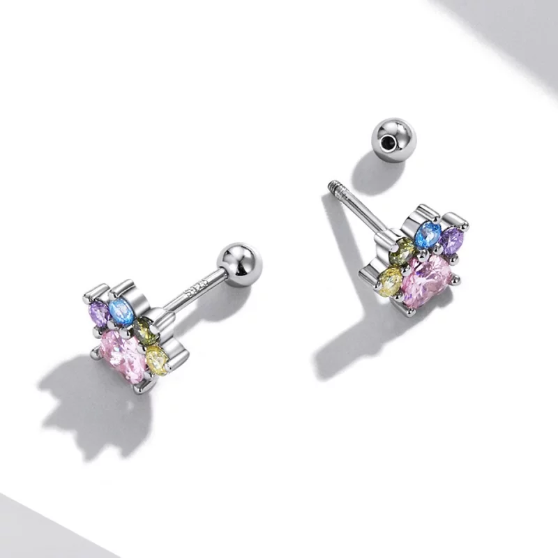 (image pour) Boucles d'oreilles tendances style Pandora avec des zirconiums colorés et de mig - Afficher 4