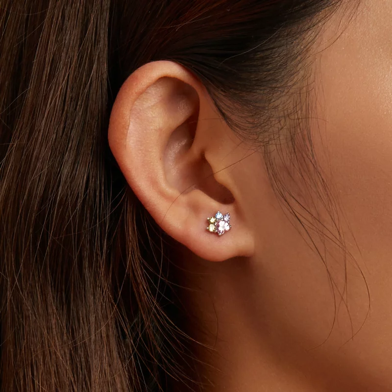 (image pour) Boucles d'oreilles tendances style Pandora avec des zirconiums colorés et de mig - Afficher 6