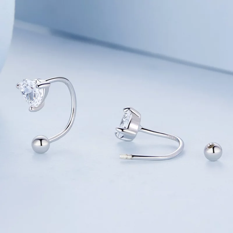 (image pour) Boucles d'oreilles à tige en forme de cœur style Pandora - BSE697 - Afficher 4