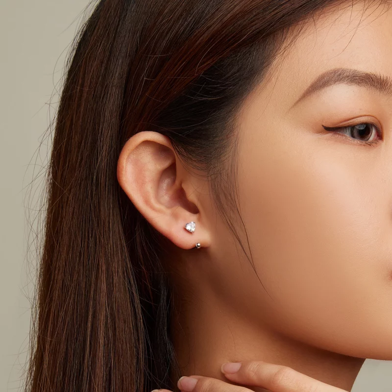 (image pour) Boucles d'oreilles à tige en forme de cœur style Pandora - BSE697 - Afficher 5