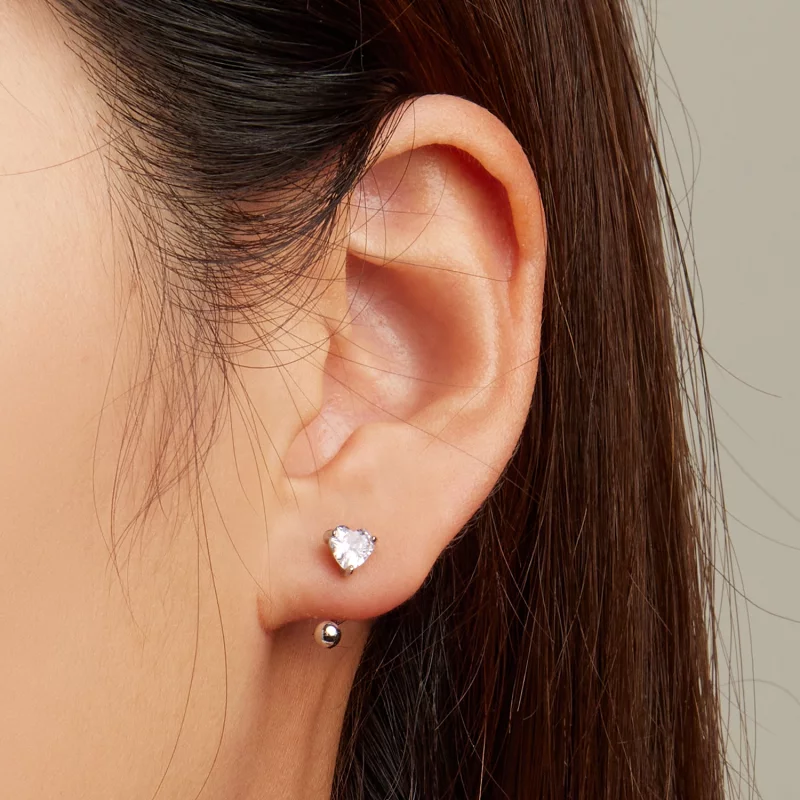 (image pour) Boucles d'oreilles à tige en forme de cœur style Pandora - BSE697 - Afficher 6