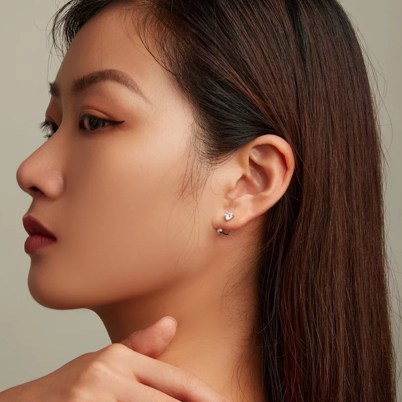 (image pour) Boucles d'oreilles à tige en forme de cœur style Pandora - BSE697 - Afficher 7