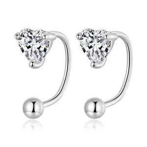 (image pour) Boucles d'oreilles à tige en forme de cœur style Pandora - BSE697