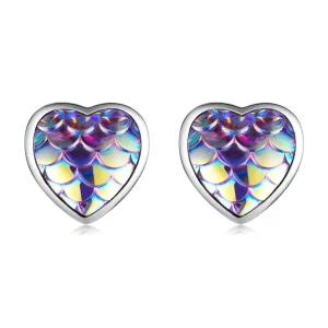 (image pour) Boucles d'oreilles études en forme de cœur à motif d'écailles de poisson - SCE1300