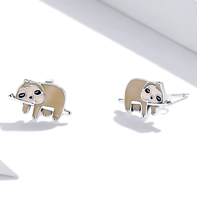 (image pour) Boucles d'oreilles études mignonnes de style Pandora avec un motif de paresseux - Afficher 3