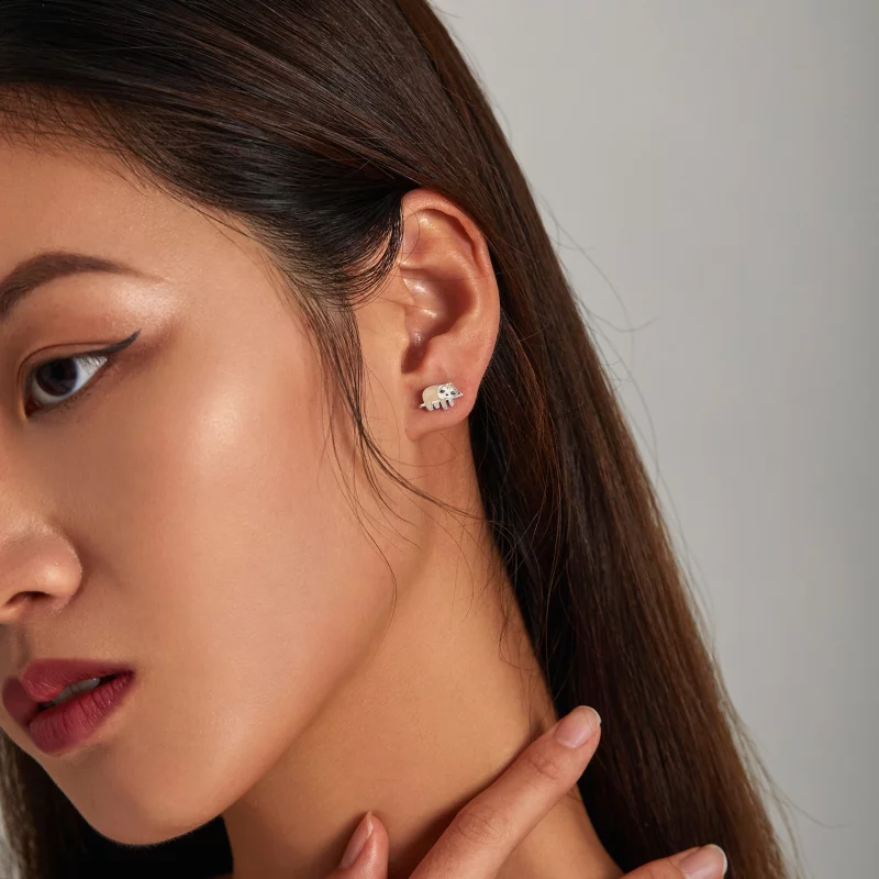 (image pour) Boucles d'oreilles études mignonnes de style Pandora avec un motif de paresseux - Afficher 5
