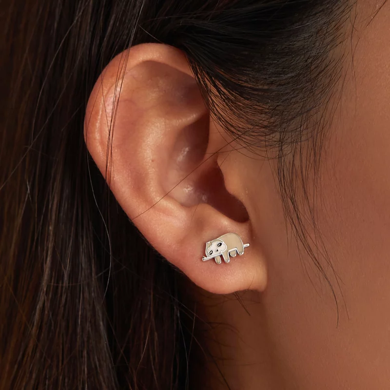 (image pour) Boucles d'oreilles études mignonnes de style Pandora avec un motif de paresseux - Afficher 7