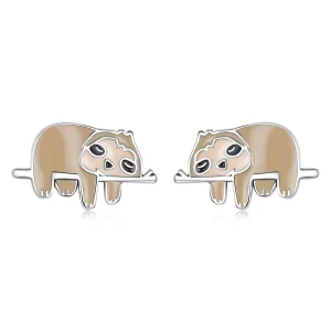 (image pour) Boucles d'oreilles études mignonnes de style Pandora avec un motif de paresseux - SCE1280