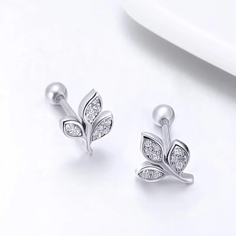 (image pour) Écoute de style Pandora aux boucles d'oreilles feuilles - SCE431 - Afficher 2