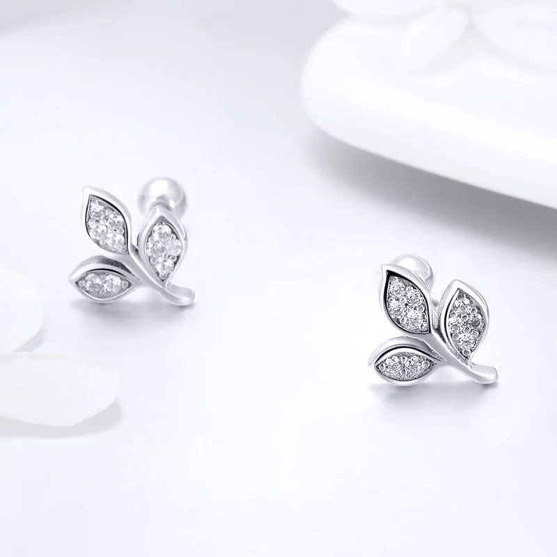 (image pour) Écoute de style Pandora aux boucles d'oreilles feuilles - SCE431 - Afficher 3
