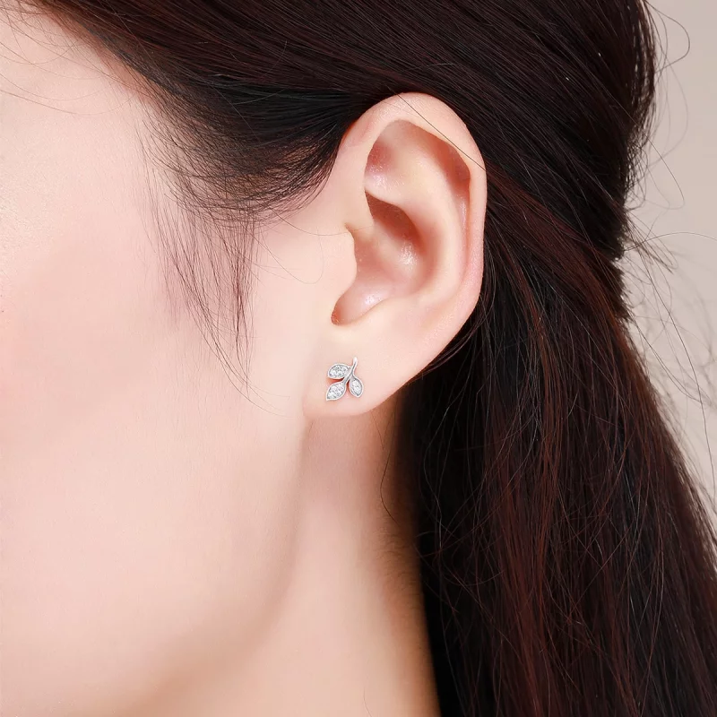 (image pour) Écoute de style Pandora aux boucles d'oreilles feuilles - SCE431 - Afficher 5