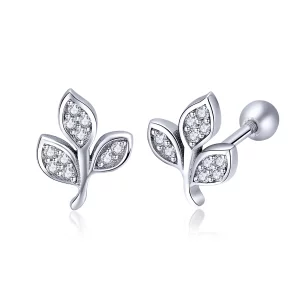 (image pour) Écoute de style Pandora aux boucles d'oreilles feuilles - SCE431