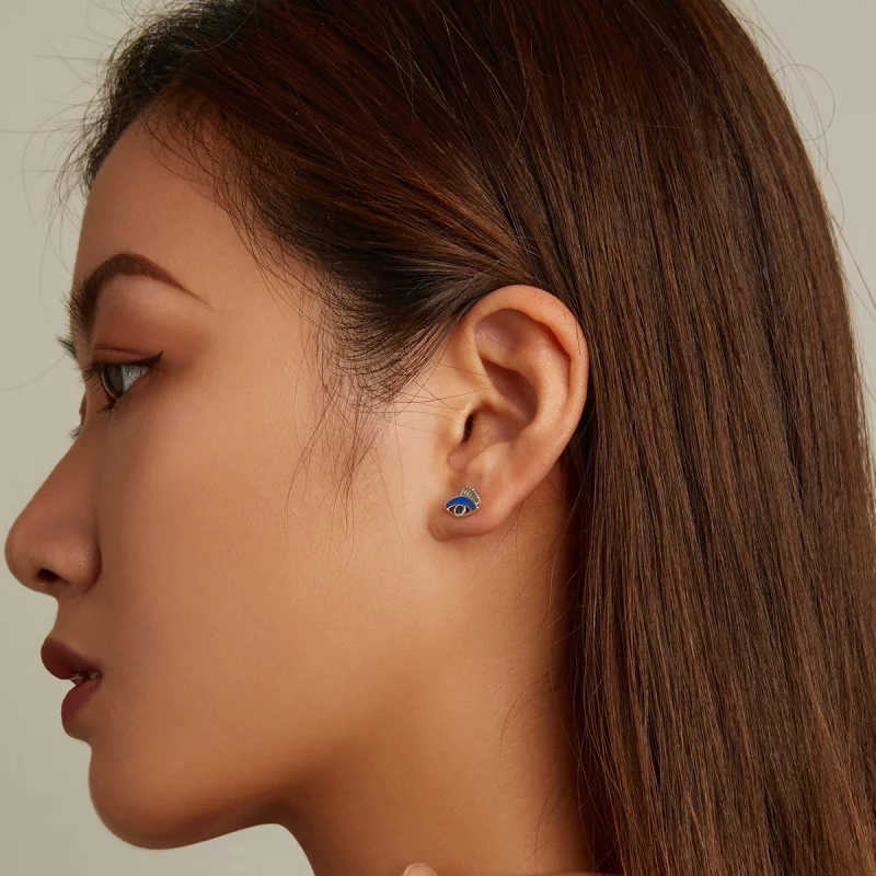 (image pour) Ensemble de boucles d'oreilles clous en style Pandora avec œil du diable et main - Afficher 7
