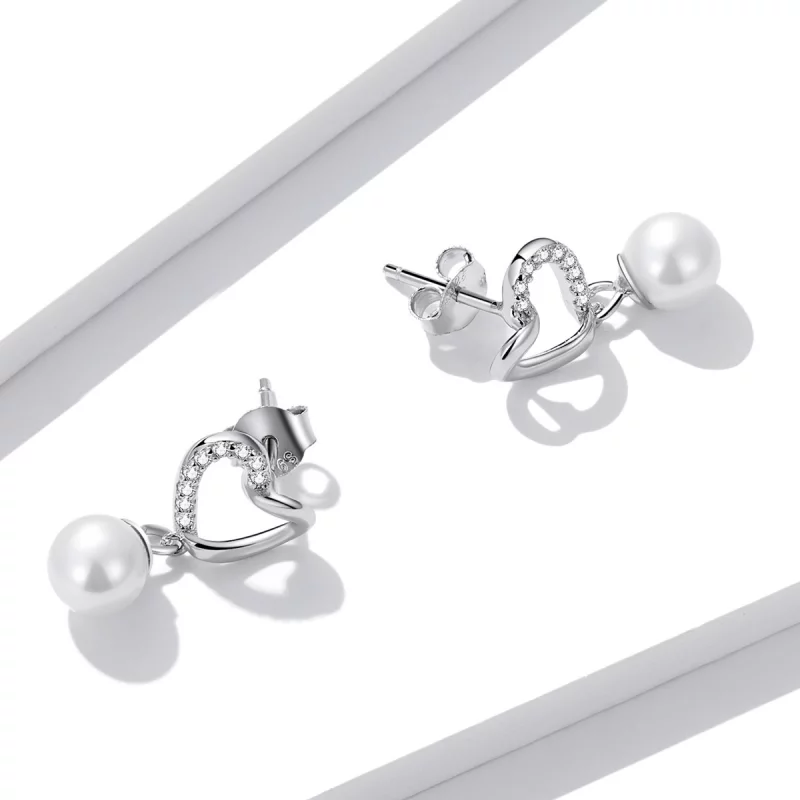 (image pour) Perles en forme de coquillage de style Pandora - Élégantes boucles d'oreilles à - Afficher 4