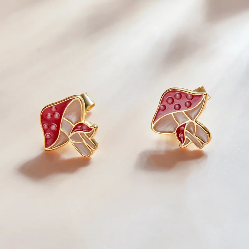 (image pour) Style Pandora Automne - Boucles d'oreilles Champignons - SCE1245 - Afficher 2