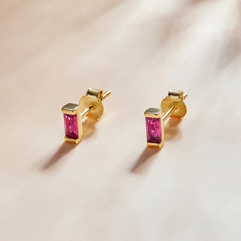 (image pour) Style Pandora avec des zircons cubiques colorés - Boucles d'oreilles clous roses - Afficher 2