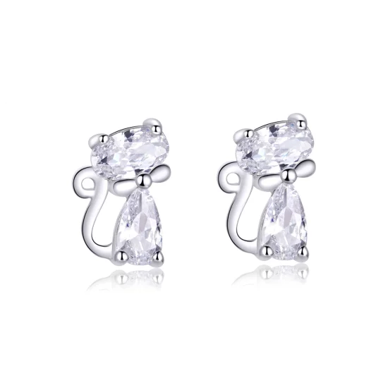 (image pour) Style Pandora Boucles d'oreilles chaton à quatre pierres d'angle - BSE206