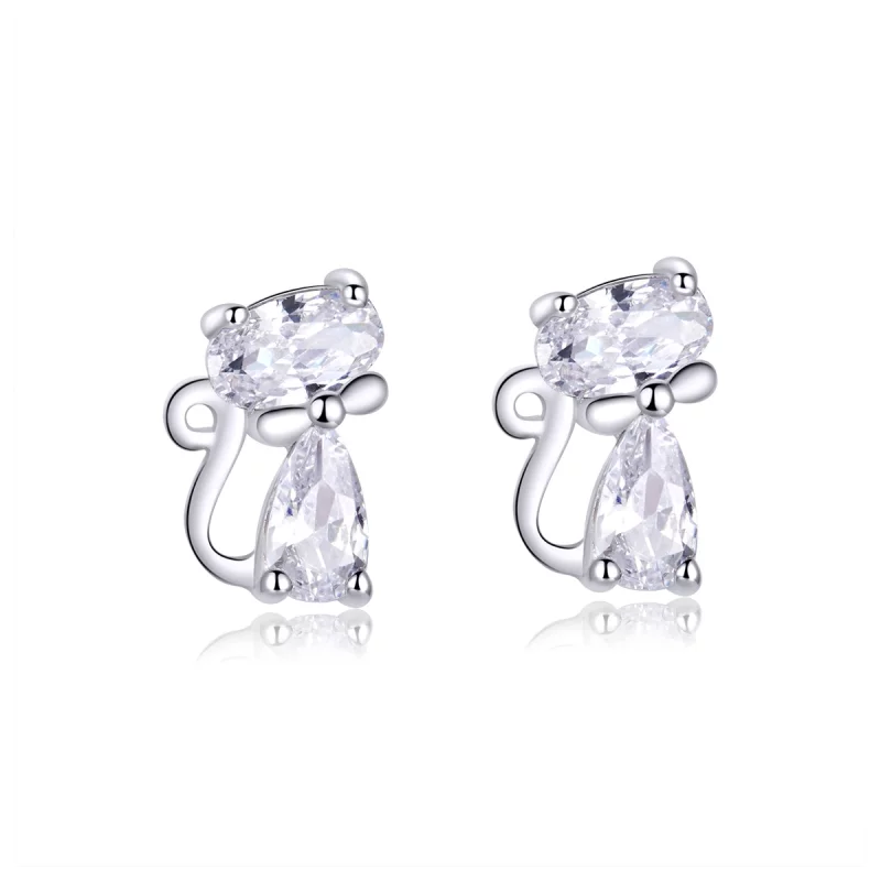 (image pour) Style Pandora Boucles d'oreilles chaton à quatre pierres d'angle - BSE206