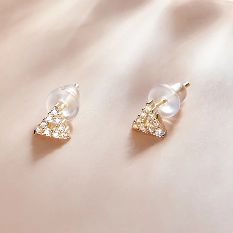 (image pour) Style Pandora Boucles d'oreilles clous triangulaires brillants - SCE1220 - Afficher 2
