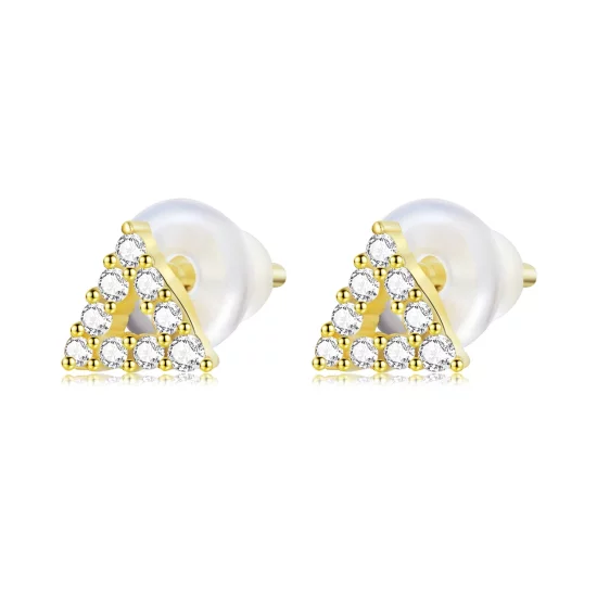 (image pour) Style Pandora Boucles d'oreilles clous triangulaires brillants - SCE1220