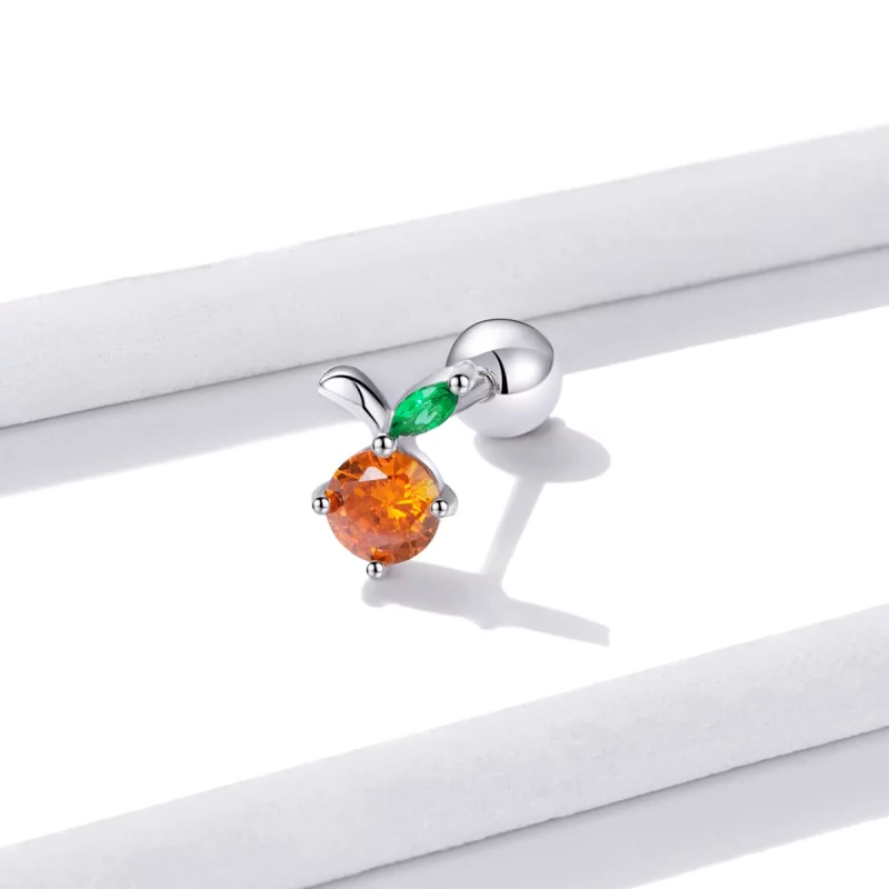 (image pour) Style Pandora Été Sweetheart - Boucles d'oreilles clou orange - BSE493 - Afficher 2