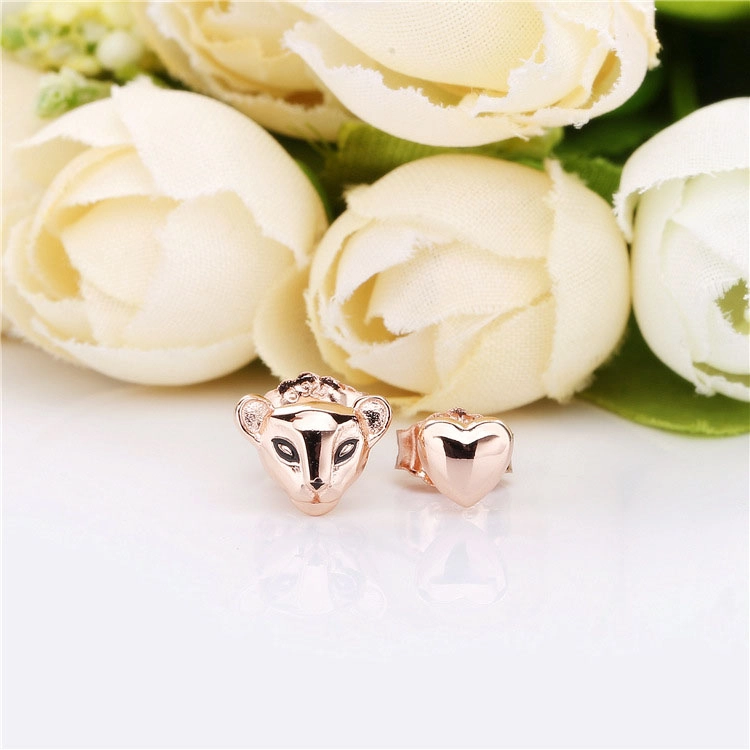 (image pour) Clous d'oreilles Princesse Lionne et Cœur en Pandora Rose 288022EN16 - Afficher 2