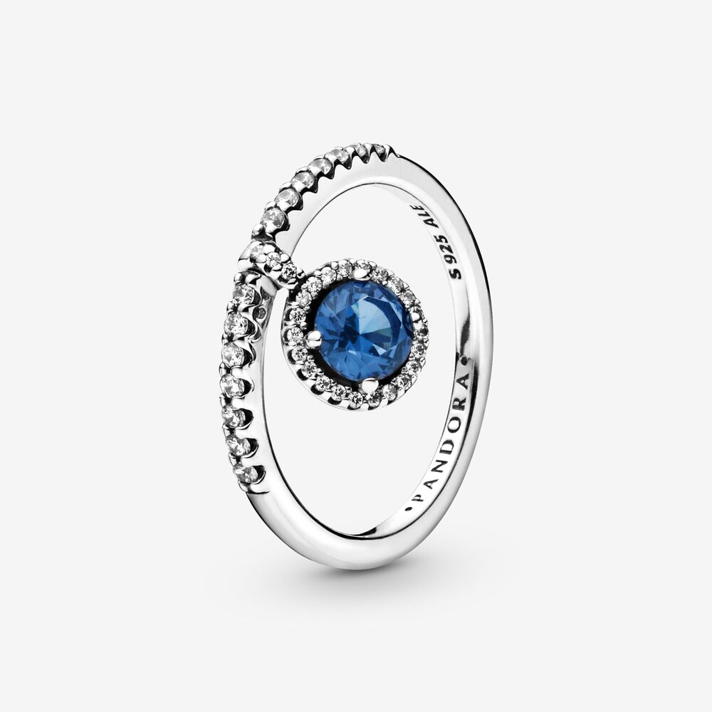 bague pandora bleue à pendentif rond scintillant 198491c02