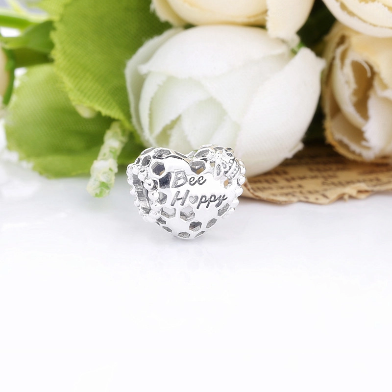 (image pour) Charm Argent Pandora Abeille Nid d'abeille heureux Cœur 798769C00 - Afficher 2