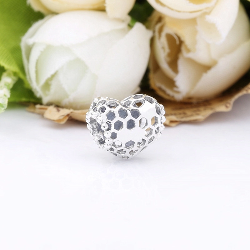 (image pour) Charm Argent Pandora Abeille Nid d'abeille heureux Cœur 798769C00 - Afficher 3