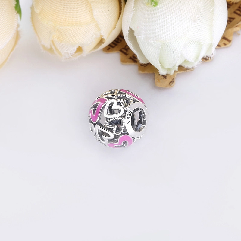 (image pour) Charm Argent Pandora Coeur à main levée rose ajourés 798677C01 - Afficher 3