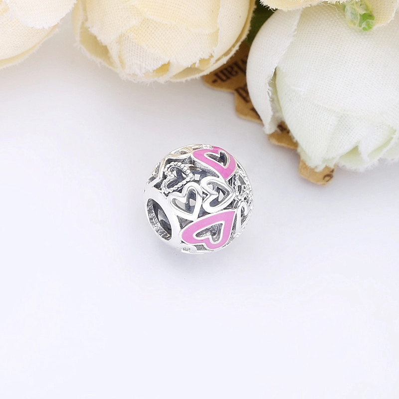 (image pour) Charm Argent Pandora Coeur à main levée rose ajourés 798677C01 - Afficher 4