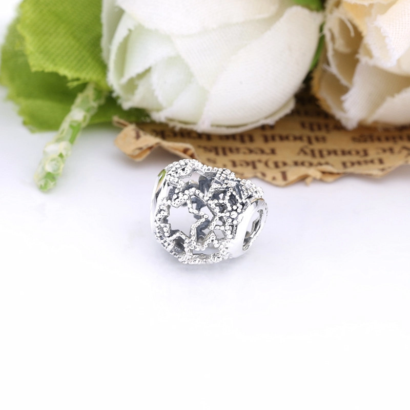 (image pour) Charm Argent Pandora Étoiles de coeur ajourés et de perles 798462C00 - Afficher 2