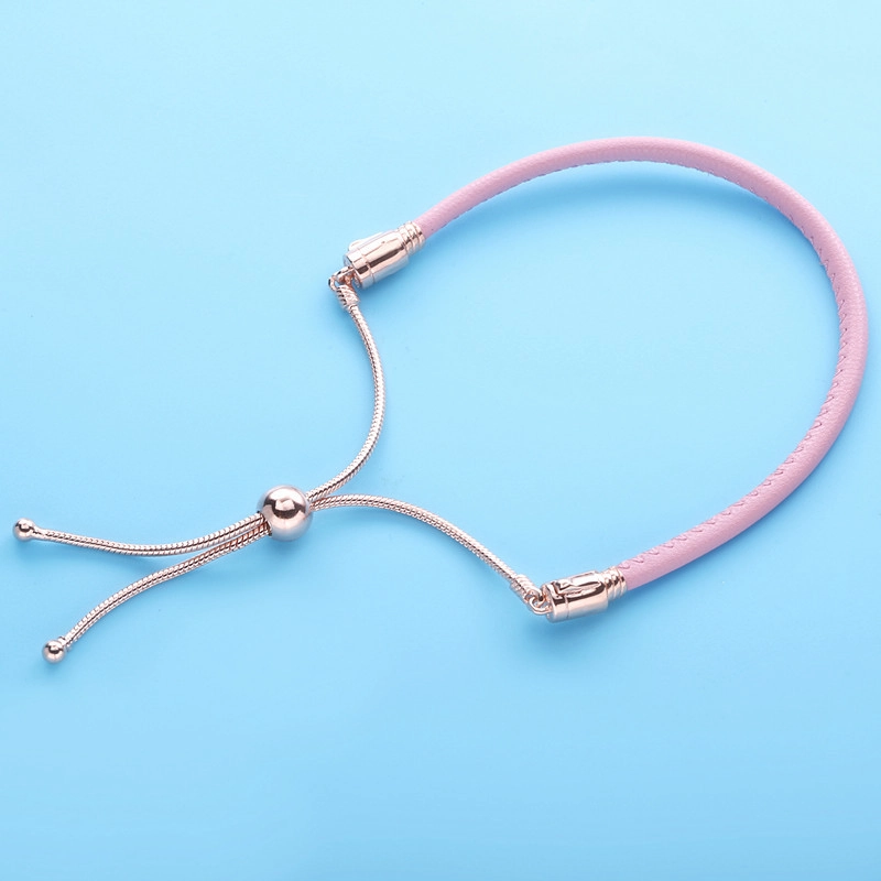 (image pour) Pandora moments pink leather slider bracelet - 589002C01 - Afficher 2