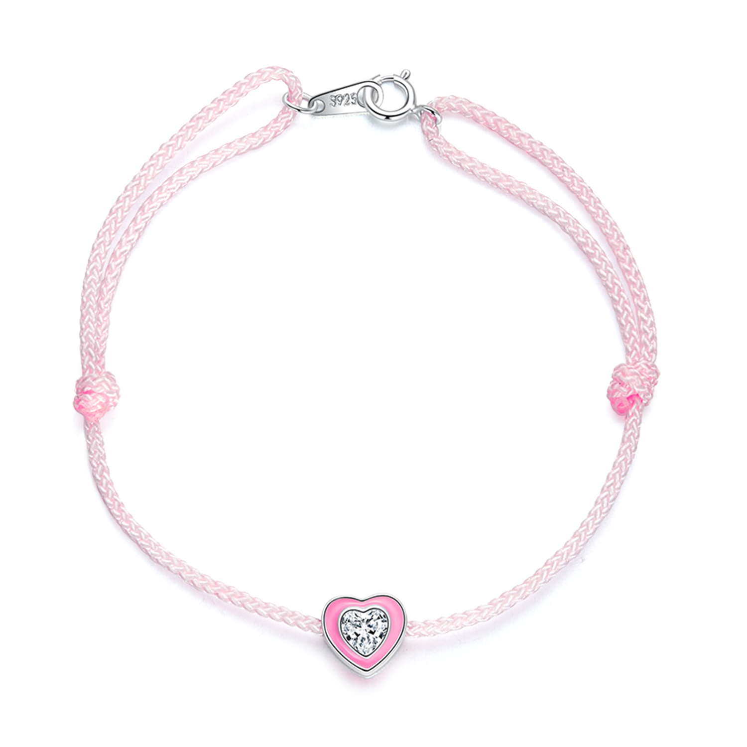 bracelet de cheville en forme de cœur rose de style pandora sct022