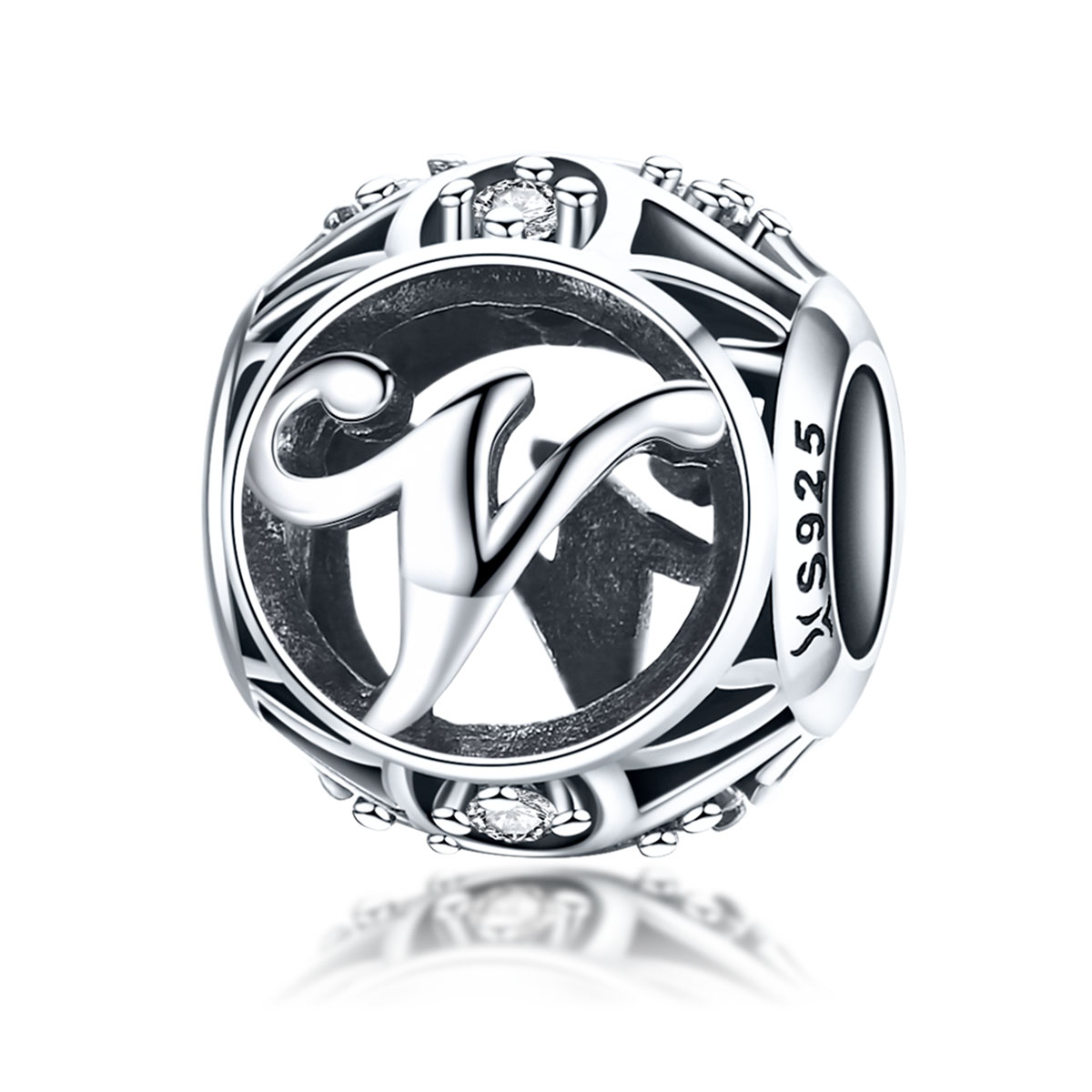charm pandora style lettre v scc738 v