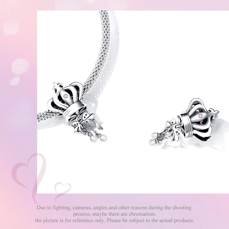 (image pour) Charm en forme de couronne avec nœud style Pandora - SCC2259 - Afficher 3