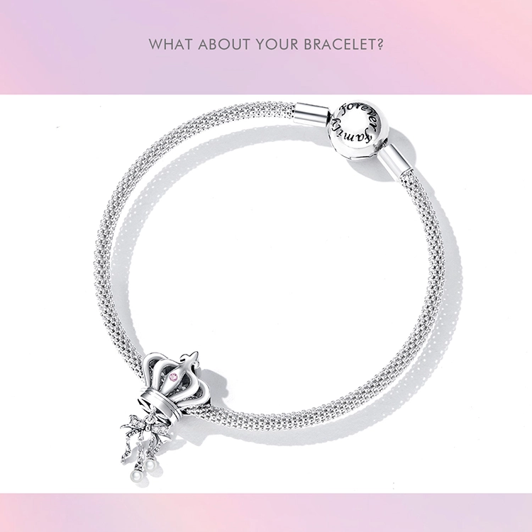 (image pour) Charm en forme de couronne avec nœud style Pandora - SCC2259 - Afficher 8