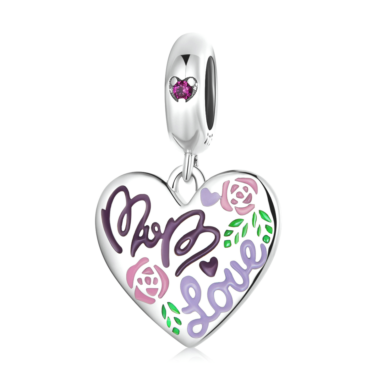 pandora style fête des mères pendentif coeurs graffiti colorés bsc594