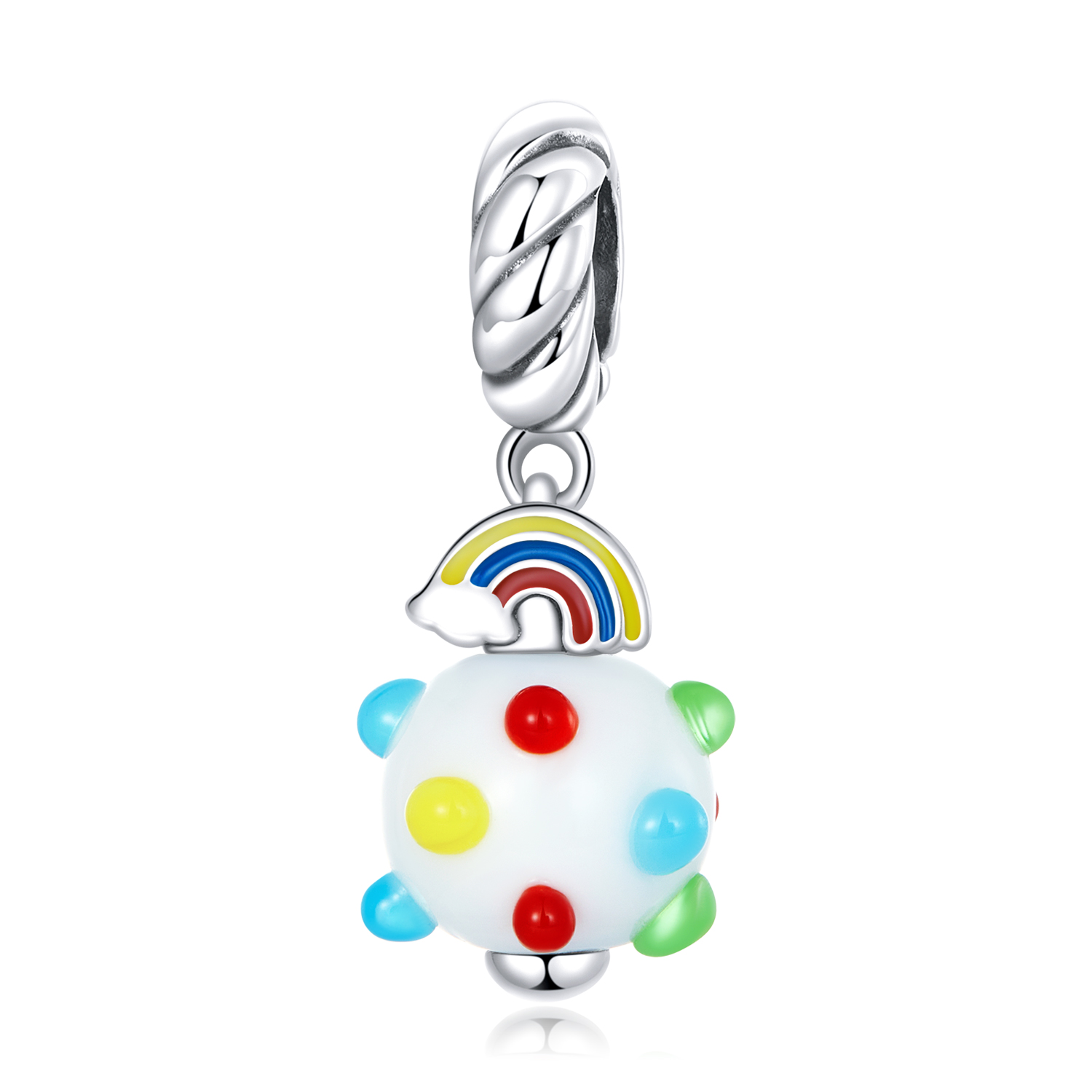 pendentif en verre arc en ciel de style pandora scc2225