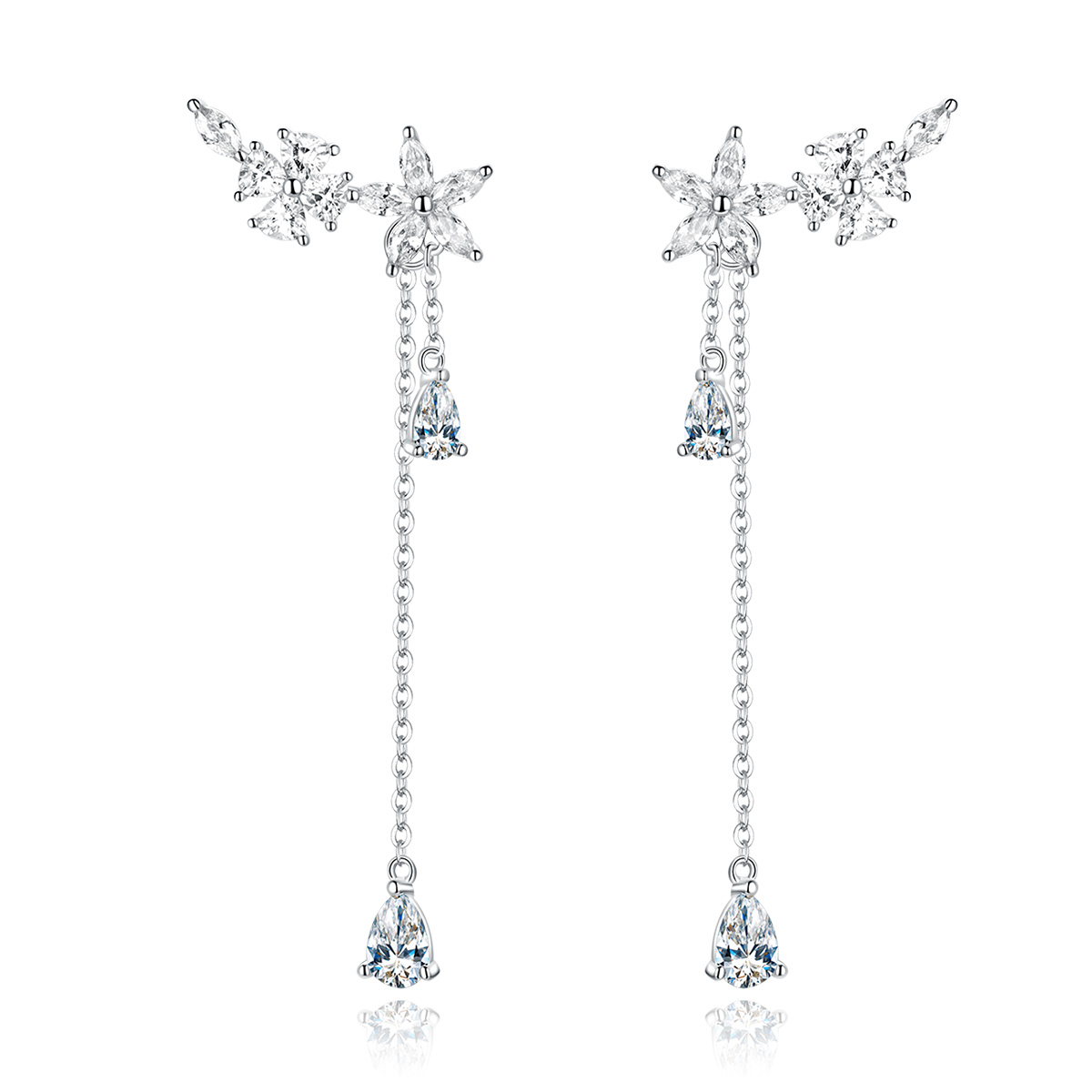 boucles d'oreilles pendantes en forme de fleur style pandora bse288